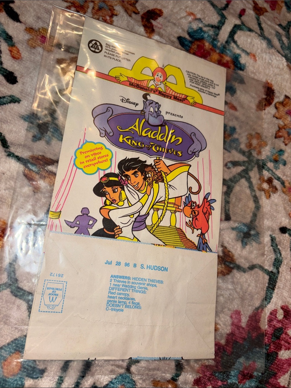 Aladdin and the King of Thieves McDonald’s Happy Meal bag in plastic